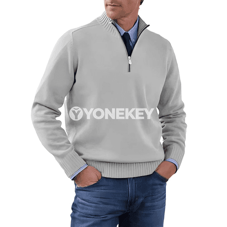 Erkekler üçin turtleneck zipli switer, güýz-gyş üçin ýyly pulower