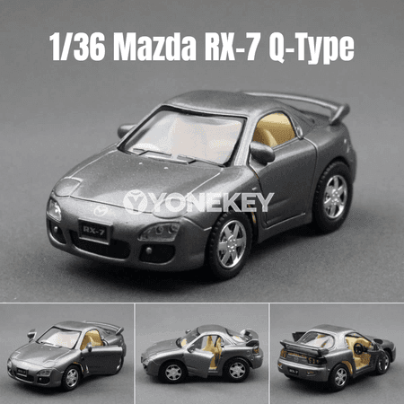 Mazda RX-7 metal modeli, çekilme aýratynlykly, çagalar üçin kolleksiýa oýnawaç