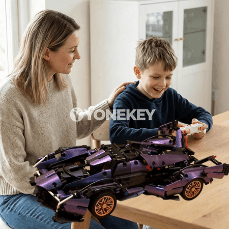 1:14 gyrmyzy kameleon superkar gurluşyk bloklary, RC täzelenişli DIY model