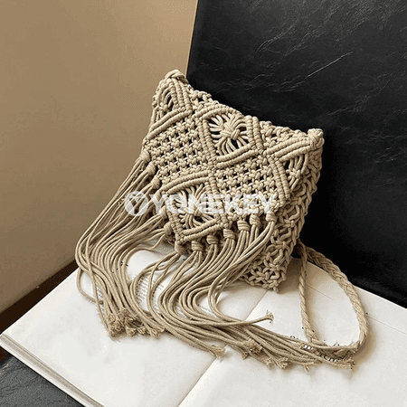 Aýallar üçin dokalan egin sumkasy, saçakly boho crossbody