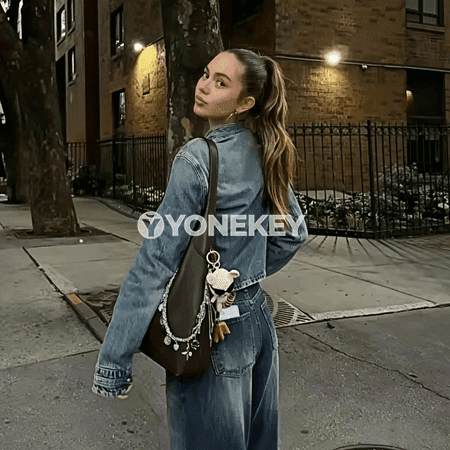 Zenanlar üçin gysga denim penjek, vintage stil