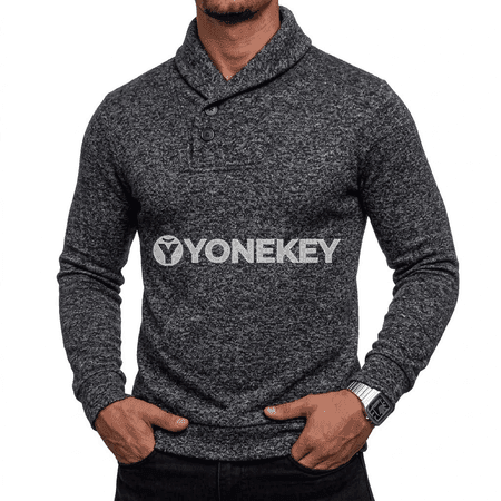 Erkekler üçin ýyly boýunly trikotaž sweatshirt, güýz-gyş üçin