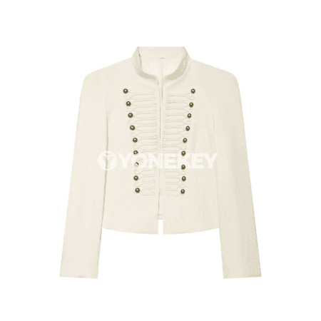 Zenanlar üçin vintage stil ýeňil gysga blazer, ýaz pasly üçin