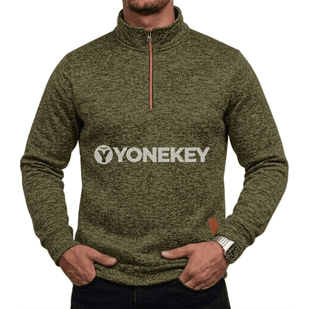 Erkekler üçin ýyly zipli sweatshirt, güýz-gyş üçin
