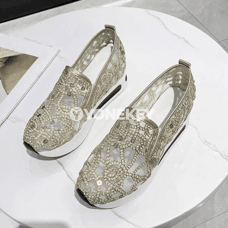 Zenanlar üçin dem alýan mesh platforma köwşi, ýeňil casual stil