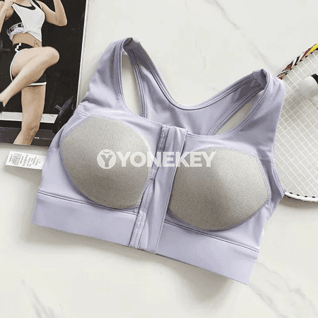 Zenanlar üçin öňi fermuarly sport bra, fitnes we ýoga üçin