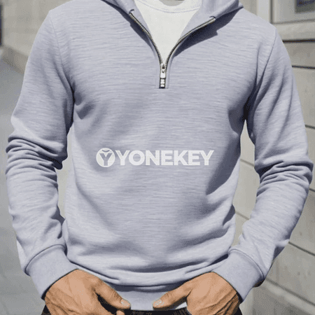 Erkekler üçin güýz kapýuşonly half zip switer