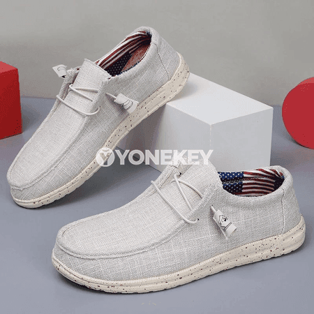 Erkekler üçin rahat kanwa slip-on aýakgaplar, 40-47 ölçeg
