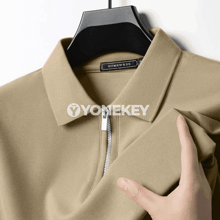 Erkekler üçin ýeňil ýazky zip polo futbolka, dar kesim, dürli reňkler