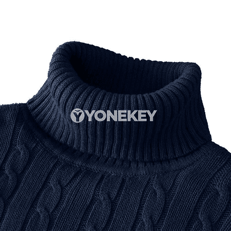 Erkekler üçin gyş ýyly turtlenek jumper, trikotaž switer