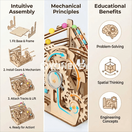 Çagalar üçin 3D agaç track ball jigsaw ylmy gurluşyk toplumy