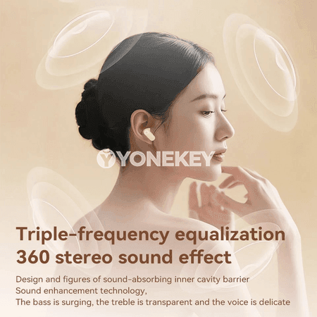 Simsiz Bluetooth nauşnikler, mikrofonly, şum basyşyny peseldýän, TWS