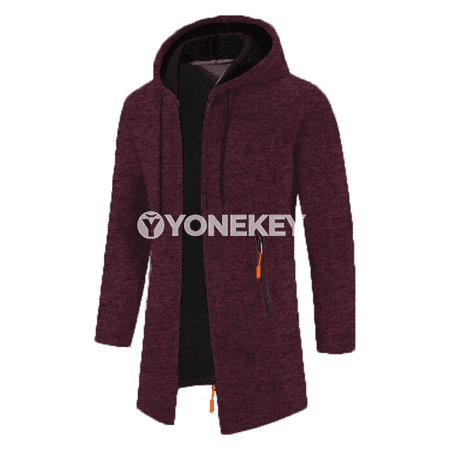 Erkekler üçin kapýuşonly ýyly sport sviteri, oversize, fermuarly