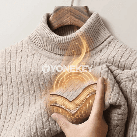 Erkekler üçin ýyly köýnek boýunlykly, gyşlyk örülen triko
