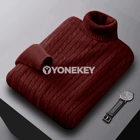 Erkekler üçin ýyly golfli trikotaj switer, güýz-gyş