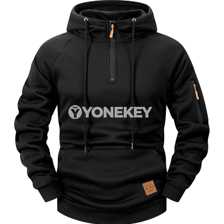 Erkekler üçin ýeňil yarım zip hudi, kapşonly sport köýnegi
