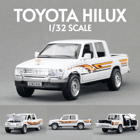 Toyota Hilux 1:32 metal model pikap, ses we yşykly kolleksiýa awtoulagy