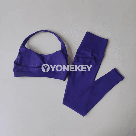 Aýal-gyzlar üçin 2 bölek sport toplumy, halter bra we leggings