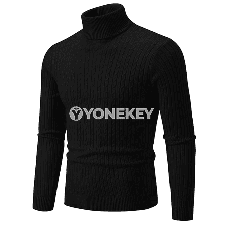 Erkekler üçin ýyly beýik ýakaly örme switer