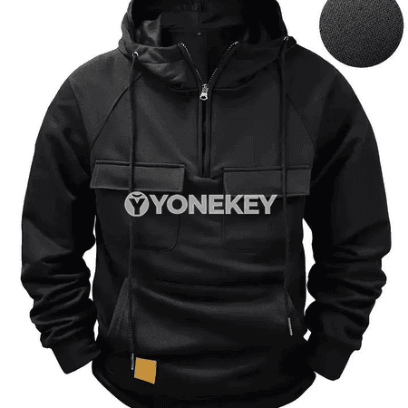 Erkekler üçin vintage oversize kapýuşonly hudi, zipli