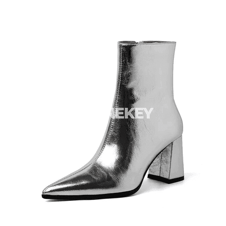 Aýal-gyzlar üçin moda ýokary ökjeli ankle botinkalar, ýiti burunly