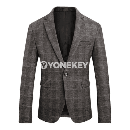 Britan stili kletkaly erkek blazer, dar kesimli, bir düwmeli, gündelik resmi model