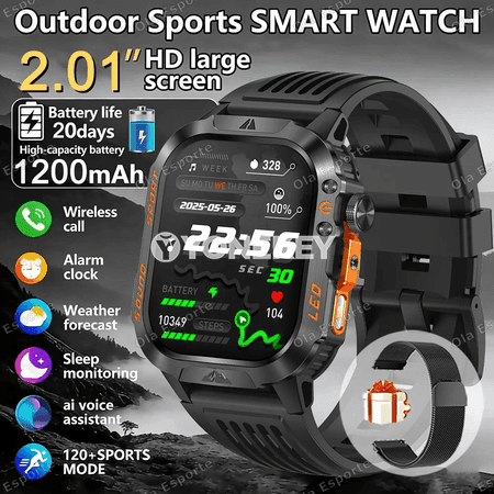 1200mAh GPSli akylly sagat, LED çyraly, suw geçirmeýän sport modeli HT30