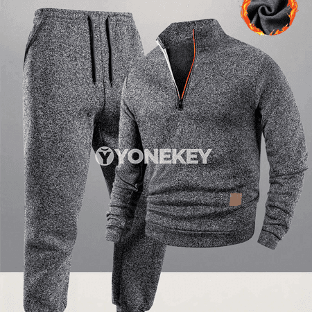 Erkekler üçin ýeňil sport eşigi, stand boýunly, ýarym fermuarly