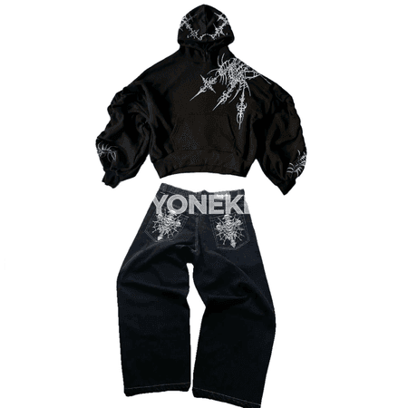 Erkek-zenan köçe stil giň balak jeans, giň kesimli rahat model
