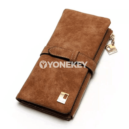 Zenanlar üçin uzyn multi-kartaly deri gapjyk, kross-begli clutch