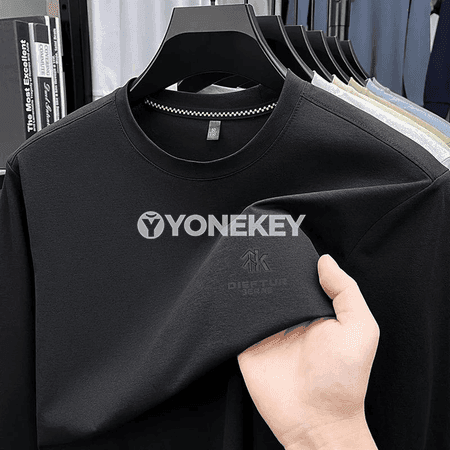 Erkekler üçin aýlaw boýun ýeňil sweatshirt, ýazgyly gündelik uzyn ýeňli
