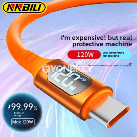 NNBILI USB-C to USB-C çalt zarýad kabeli, 120W, 6A