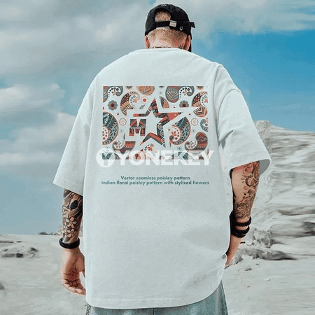 Erkekler üçin giň kesimli futbolka, spiral çaply, M–8XL