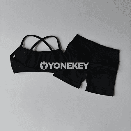 Zenanlar üçin 2 bölek ýoga toplumy, sport bra we şortik seti