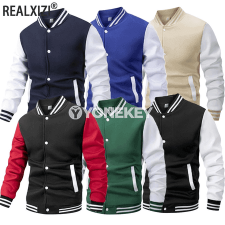 Erkekler üçin ýaz- güýz gündelik bomber jaket, giň biçim