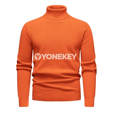 Erkekler üçin ýyly trikotaž golfikli switer, slim fit