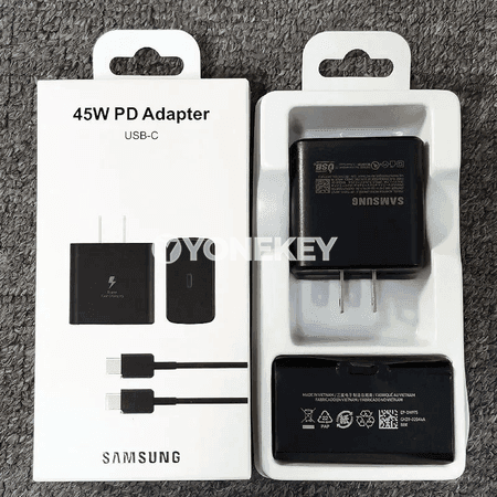 Samsung 45W Type-C çalt zarýad beriji adapter, kabel bilen