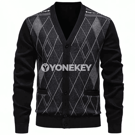 Erkekler üçin düwmejikli ýyly cardigan switer