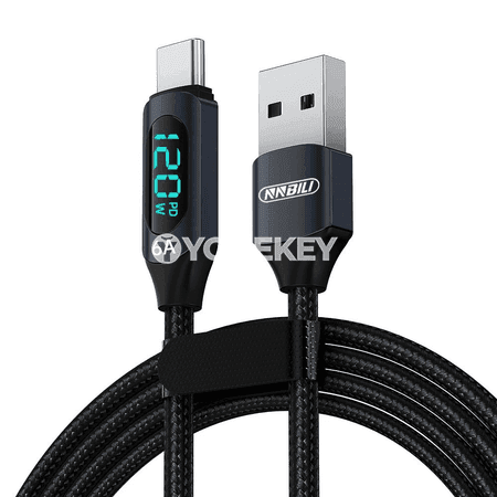 NNBILI 120W USB-C super zarýad kabeli, maglumat geçirişli