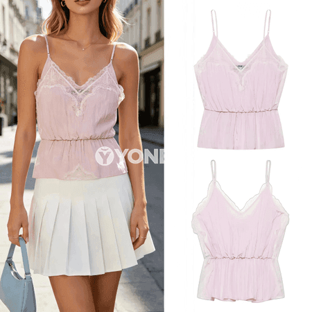 Zenanlar üçin dantelli ýeňil camisole top, tomusky täze görnüş