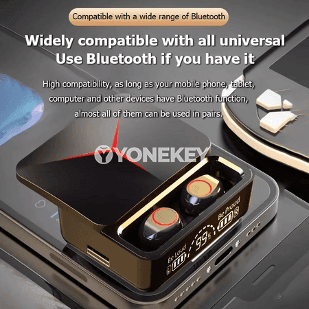 M90 Bluetooth 5.3 TWS sport gulak içi nauşnik, zarýad gaply