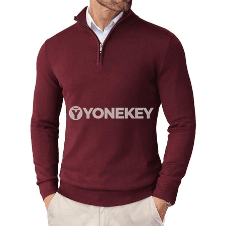 Erkekler üçin ýarym zip ýeňil örme switer, dar kesim, şäher görnüşi