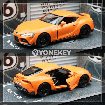 1:36 Toyota GR Supra metal model awtoulag, yza çekip goýbermek, kolleksiýa üçin