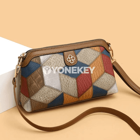 Zenanlar üçin kiçi PU deri crossbody sumka, shell görnüşli