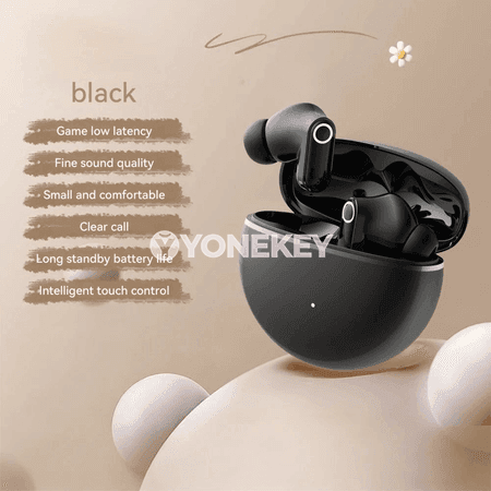 Simsiz Bluetooth nauşnikler, mikrofonly, şum basyşyny peseldýän, TWS