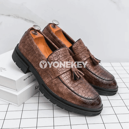 Erkekler üçin klassik deri loafers, slip-on, ofis we gündelik
