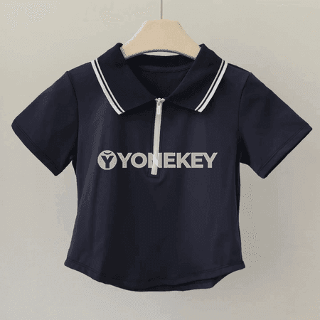 Aýallar üçin 2 bölek sport toplumy, polo stilindäki streçli forma