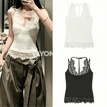 Zenanlar üçin dantelli halter top, tomusky moda görnüşi