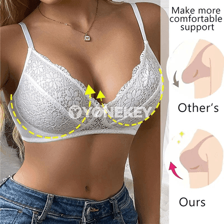Aýallar üçin inçe dantelli bra, goldawly, sazlanýan gaýyşly