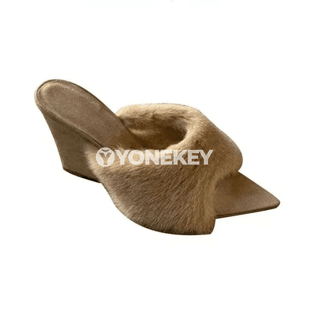 Aýal-gyzlar üçin moda tüýli platformaly sandalýa, tomusky